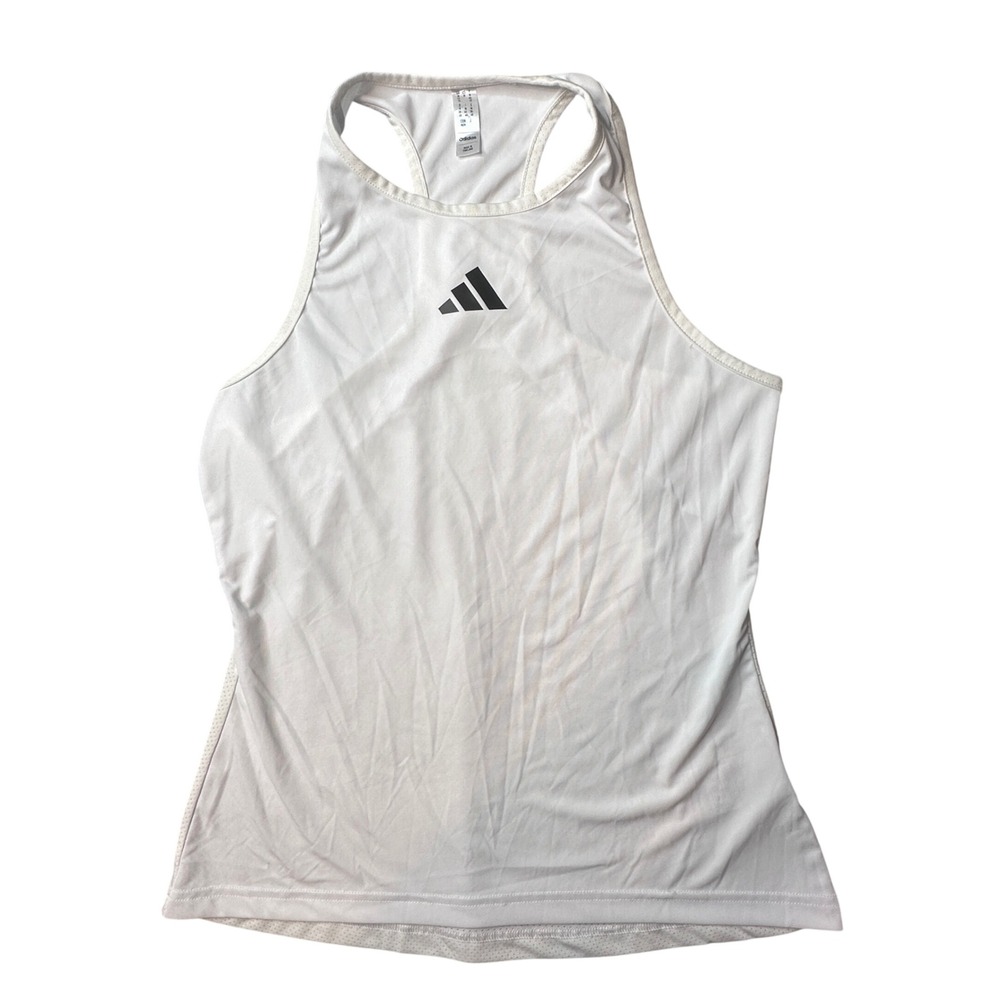 Adidas Tank Top Womens M White Aeroready Racerback Mesh Back Activewear Training